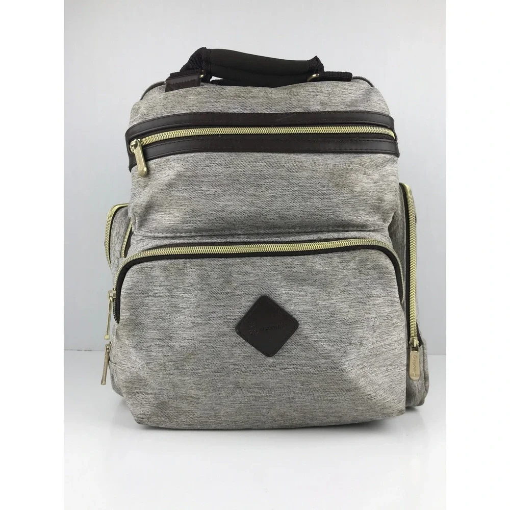 Ergobaby Babyboom Diaper Backpack‎ Gray Insulated Pockets Travel Bag
